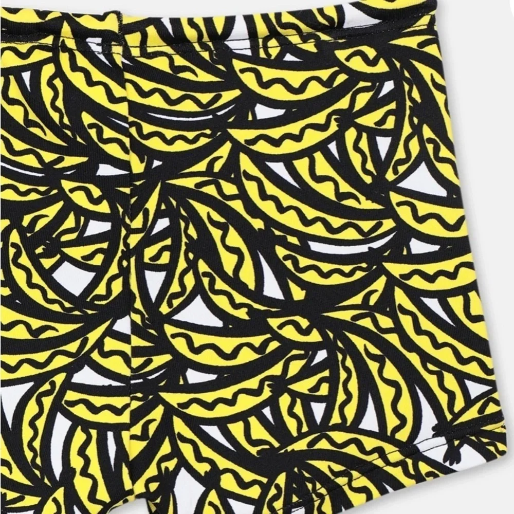 Yellow and Black Patterned Swim Shorts. Bananas. By Stella McCartney
